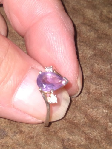 Vintage 925 NV Sterling Silver Amethyst Avon Ring With Cz’s Size 5 - Picture 9 of 13