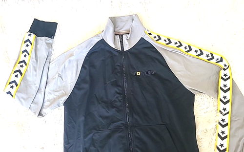 Chaqueta Converse All Star Para Hombre Grande Negra Gris Cremallera Completa Chuck Taylor Atlética - Imagen 2 de 15