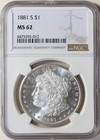 1881 S Morgan Silver Dollar NGC MS62, PL & Improperly Graded