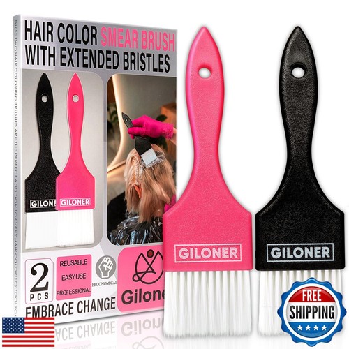 Giloner Hair Dye Brush Set,2 Piece Hair Color Smear Brush With Handle,Color B