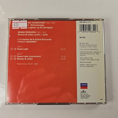 Tchaikovsky: Swan Lake; Suisse Romande / Ansermet (London, 1994) 2 CD - Picture 2 of 2