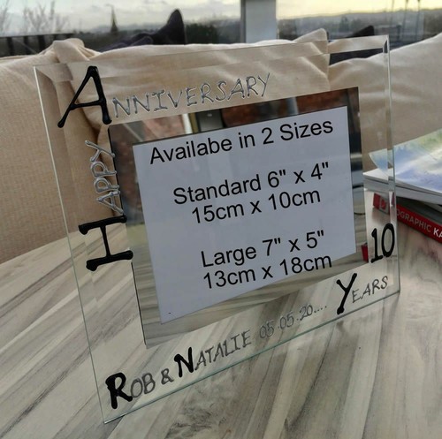 Personalised/Non Personalised 10th Anniversary Frames Land 3 Designs/2 Sizes - Picture 4 of 18