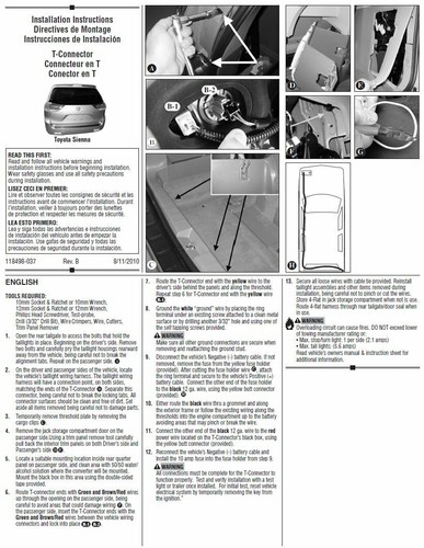 Trailer Tow Hitch For 11-14 Toyota Sienna (15-20 SE ONLY) Wiring & 1-7/8" Ball - Picture 8 of 8