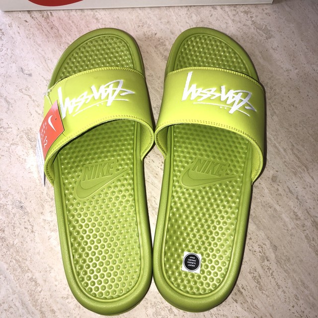 Nike Benassi / Stussy Slides. Stussy Volt. Bright Cactus / White. Mens 12. | eBay