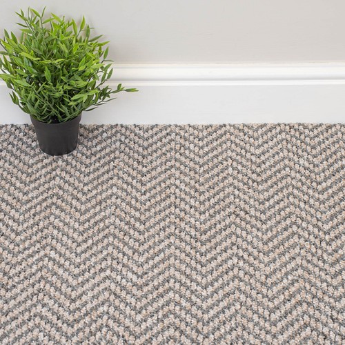 Herringbone Pattern Loop Carpet Cheap Stain Resistant Feltback Lounge Hall - Picture 6 of 16