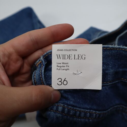 Mango Women's Low-Waist Regular Fit Full Length Wide Leg Denim Jeans Blue US:4 - Picture 10 of 11