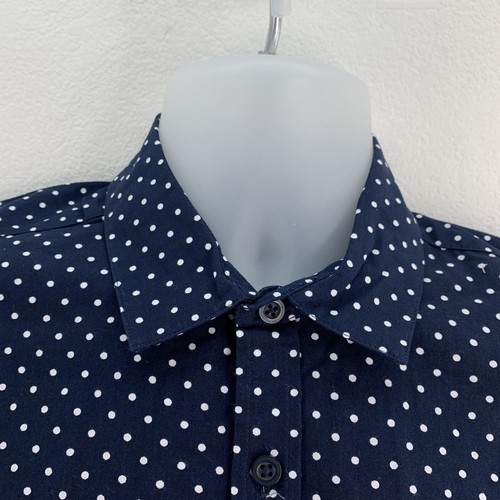 Men’s Long Sleeve Regular Fit Shirt, Size S, Navy Polka Dot - Picture 4 of 17