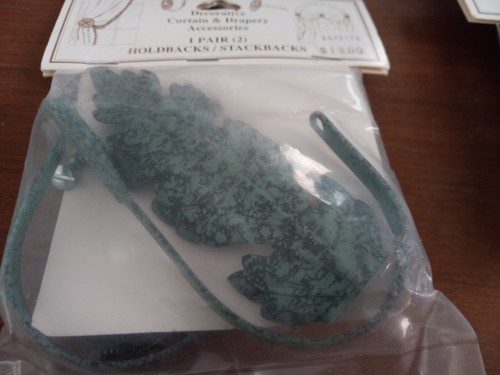 Pair Of 1990's Retro Turquoise (Cast Iron?) Ornate Curtain Tie Holdbacks - Picture 6 of 7