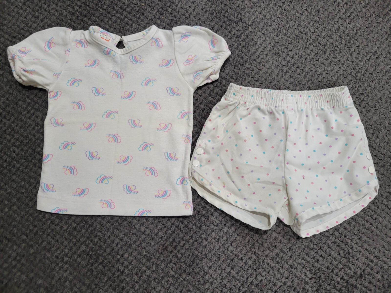 Vintage 80's Rainbow Shirt Sears Shorts Size 2T T… - image 1