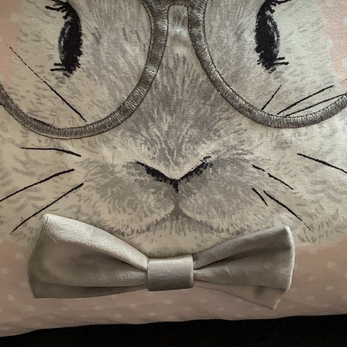 Pink LovingKindness Feather Filled Pillow. Bunny Rabbit Embroidery Easter 20x20 - Picture 3 of 8