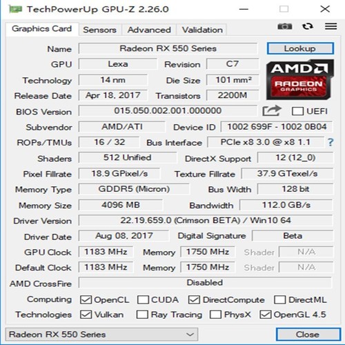 NEW AMD Radeon RX550 4GB GDDR5 HDMI DVI PCI-E Graphics Card - Picture 6 of 6