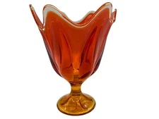 Viking Vintage 6 Pedal Amberina Vase MCM Collectible Art Glass 9 Inches Tall