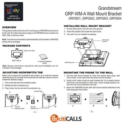 Grandstream GS-GRP-WM-A Wandmontagesatz für GFK260x - Bild 4 von 6