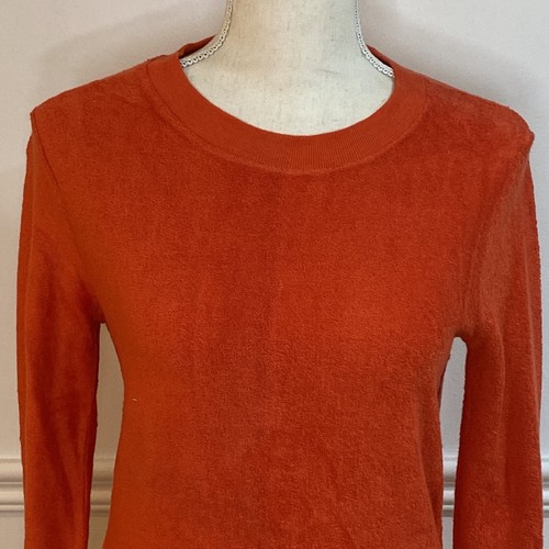 Vintage 70s Bronson Velour Sweater Womens Small Orange Crewneck - Picture 8 of 12