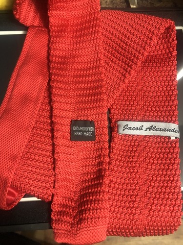 Jacob Alexander Solid Knit  Men's  Fashion Necktie   Wedding Red Neck Tie - Picture 6 of 14