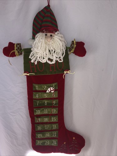  SantaChristma Stocking  Advent Calendar Countdown Till Christmas W/ Candy Cane - Picture 1 of 10