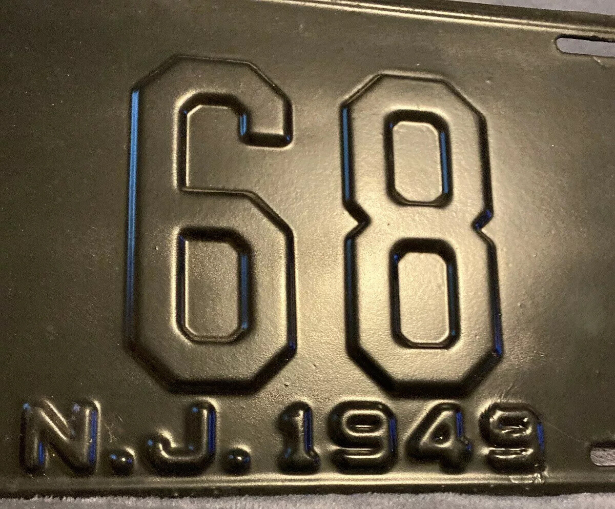 Vintage 1949 PX 68 NJ New Jersey License Plate Tag Embossed*****RARE***** - Picture 3 of 4