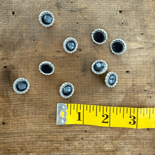 9 Vintage Ungaro Midnight Blue Silver Tone Buttons - Picture 4 of 7
