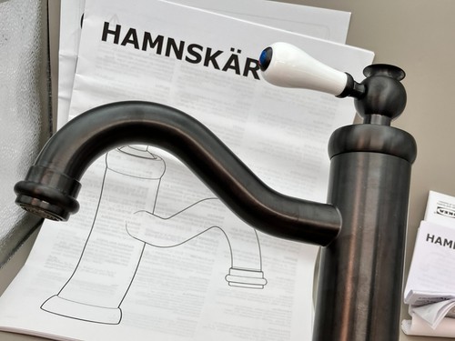 IKEA HAMNSKAR Bath Faucet with Strainer Black Sink Faucet WaterSense 003.472.18 - Picture 7 of 9