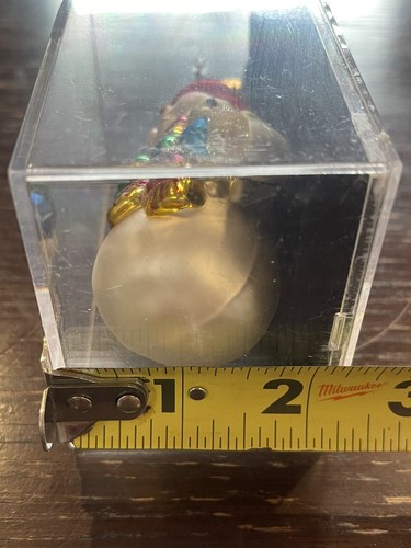 Vintage Hand Crafted Blown Glass Christmas Snowman Ornament In Case NIP - Picture 11 of 11