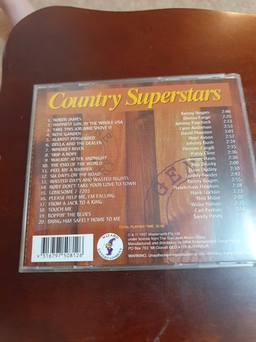 COUNTRY SUPERSTARS...GENUINE COUNTRY 20 TRACK AUSTRALIAN PRESSING MUSIC CD - Picture 2 of 3