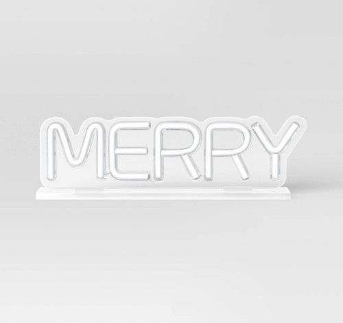 Merry Neon Christmas Acrylic Stand USB Powered - Wondershop 12.8"x3.75" New - Picture 3 of 4