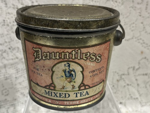 Antike Hulman Co. 4 Oz. Dauntless gemischter Teeeimer Eimer Dose Terre Haute Indiana