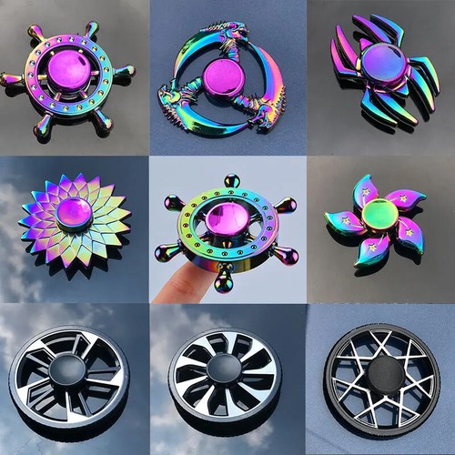 Rainbow Crystals Metal Fidget Spinner Toy Boys Girls Kids Adults ADHD Focus 💎💎 - Picture 1 of 21