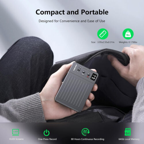Chime Note ChatGPT Empowered AI Voice Recorder, APP and WEB Sync, 64GB Memory - Picture 2 of 8