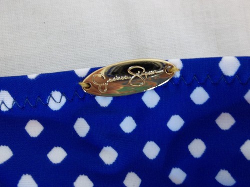 Jessica Simpson Size Small Blue White New Polka Dot Ring Side Bikini Bottom - Picture 4 of 4