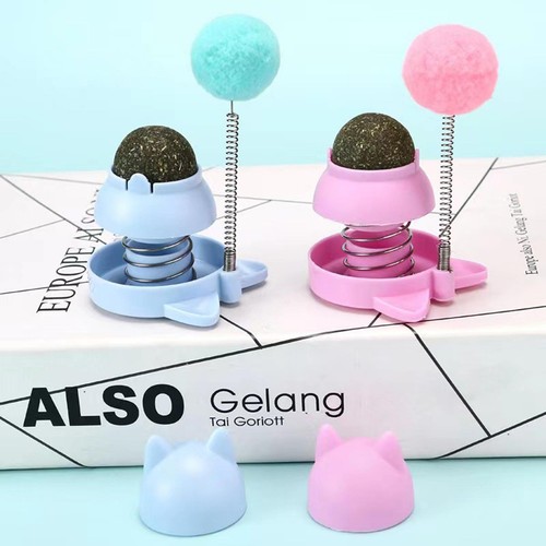 Cat Toy Spring Ball with Catnip Ball Rotatable Cat Licking Ball Toy for Kitten - Picture 4 of 14