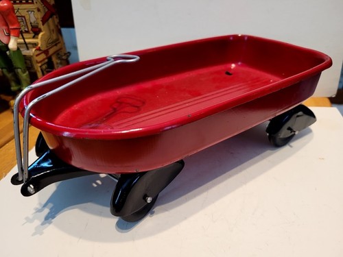 VERY NICE LARGE VINTAGE RED RESTORED WYANDOTTE STREAMLINED PULL WAGON - Picture 7 of 13