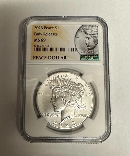 2023- $1 Peace Silver Dollar NGC MS69 Peace Label W/OGP
