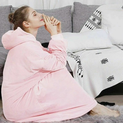 Adult Warm Hooded Snuggle Blanket Super Soft Fleece Sherpa Warm Wearable Hoodie - Picture 12 of 57