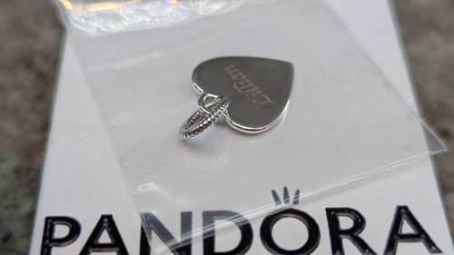 Pandora Sterling silver Engraved "Name & Date" Heart Dangle Charm - Picture 7 of 10