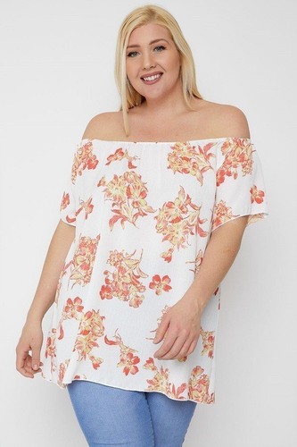 Floral Print Off The Shoulder Top - Picture 1 of 4