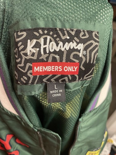 NWT Keith Haring x Members Only Bomber Jacket Tokyo Pop Men’s LARGE Green Radio - Picture 6 of 6