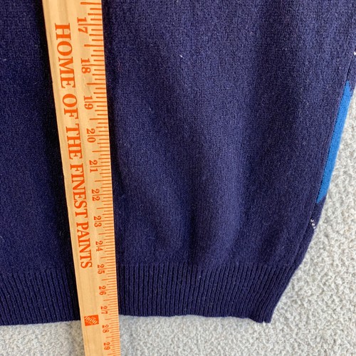 Neu mit Etikett Vintage melierter Tweedpullover Herren Large blau Lammwolle Argyle Pullover LESEN - Bild 16 von 17