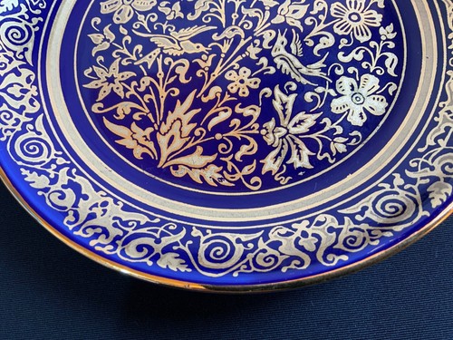 Plato Oro De Ley Azul Cobalto Profundo con Diseño Dorado 6.5 Pulgadas 2000 Porcelanas - Imagen 3 de 9