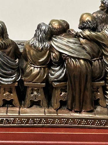 Large The Last Supper Statue Silver Over Bronze? Jesus Disciples Christian 14”L - Picture 18 of 23