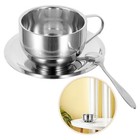 Double-layer Anti-scalding Coffee Cup Stainless Steel Mug with Saucer