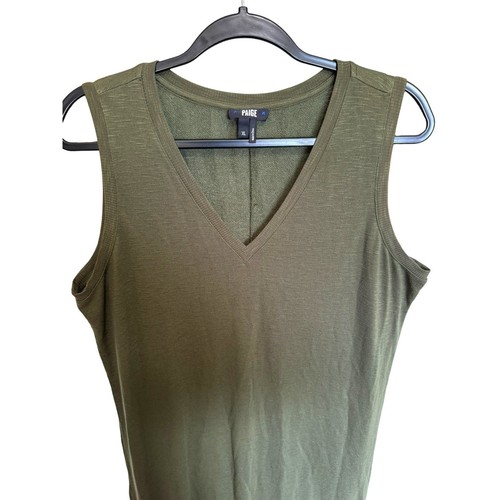 Vestido Paige Sage sin mangas tejido sin mangas cuello en V abertura lateral midi verde oliva talla XL - Imagen 5 de 10