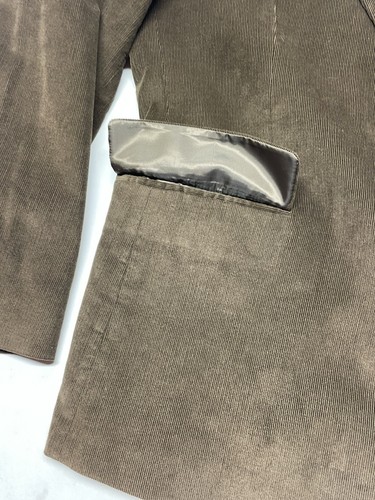 Brown Corduroy Elbow Patch Two Button Blazer Jacket Size 46 R Distressed Faded - Picture 11 of 24