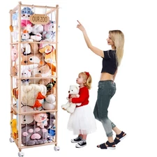 GRETJOB Extra Large Stuffed Animal Storage Organizer with Wheels & Mesh Pockets