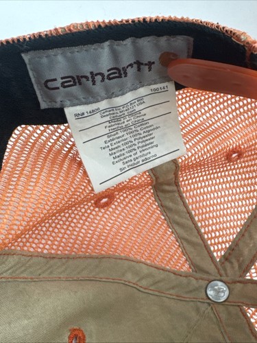 Carhartt Mütze Cap Herren Orange Mesh Snapback Trucker Patch Distressed Workwear - Bild 20 von 20