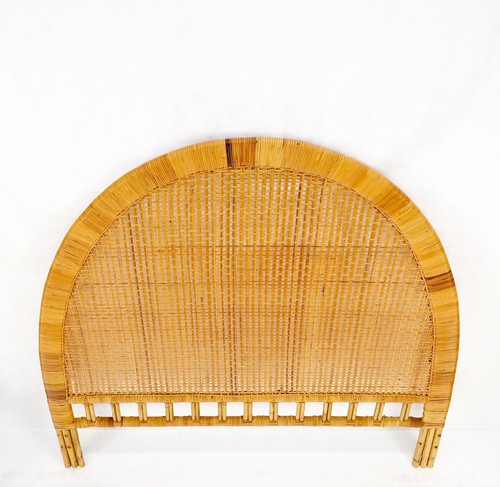Mid-Century Modern Rounded Shape Rattan Cane Headboard Bed Mint! - Picture 5 of 11