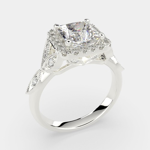 3.85 Ct Princess Cut Diamond Engagement Ring VS2 F White Gold 14k - Picture 3 of 8