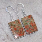 925 Silver Plated Unakite Earrings 1.5" Exquisite Jewelry Most Beautiful GW