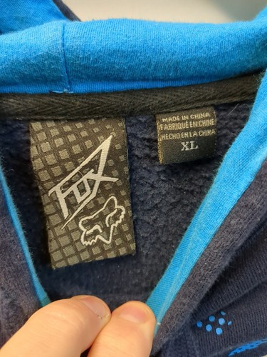 Felpa con cappuccio Fox Racing XL blu uomo vintage Y2k retrò pullover maglione - Foto 3 di 9