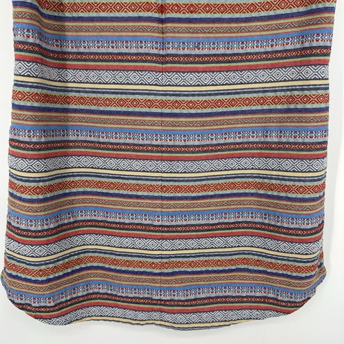 Mini Abito Ellison Boho Tessuto Motivo Misto Hippie Blu Scollo Spacco Tasche Tg L - Foto 8 di 10